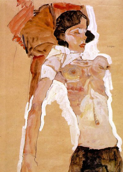 Halbnackte liegend von Egon Schiele